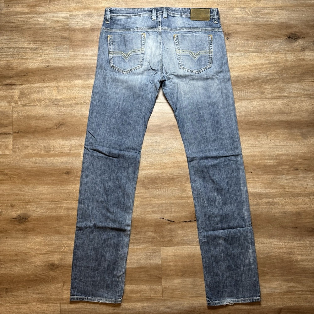 Diesel Jeans Men 33x34 Blue Safado Slim Straight Leg Ripped Rockstar DNA 0066X - Picture 3 of 15